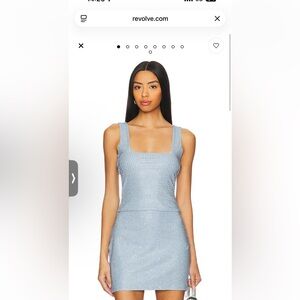 Good American Winter Sky Blue Crystal Embellished Tank & Mini Skirt Set - Large